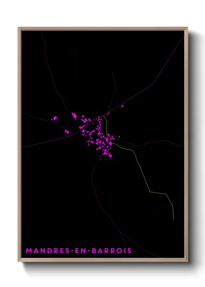 Une affiche de carte sur Mandres-en-Barrois