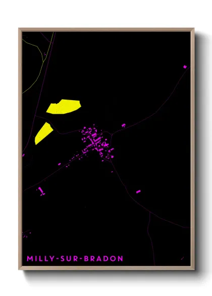 Une affiche de carte sur Milly-sur-Bradon