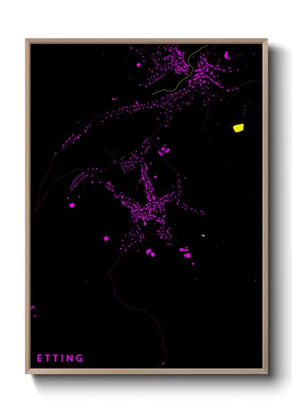 Une affiche de carte sur Etting