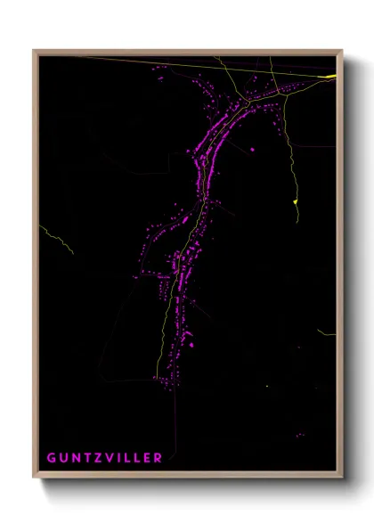 Une affiche de carte sur Guntzviller
