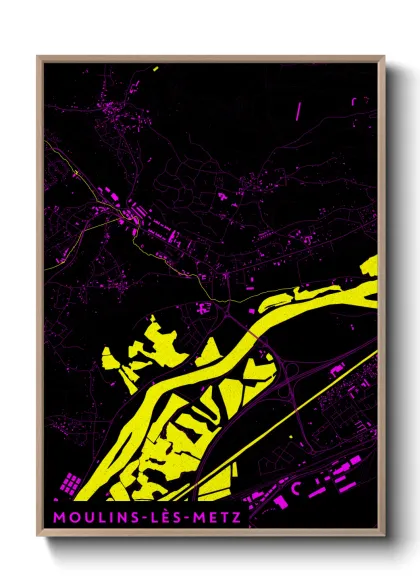 Une affiche de carte sur Moulins-lès-Metz