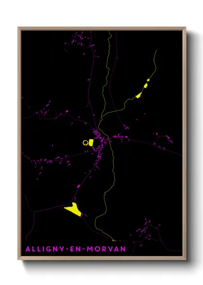 Une affiche de carte sur Alligny-en-Morvan