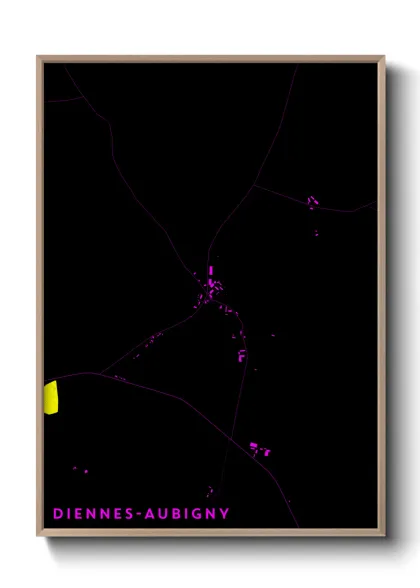 Une affiche de carte sur Diennes-Aubigny