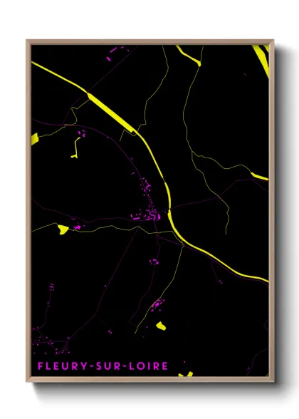 Une affiche de carte sur Fleury-sur-Loire