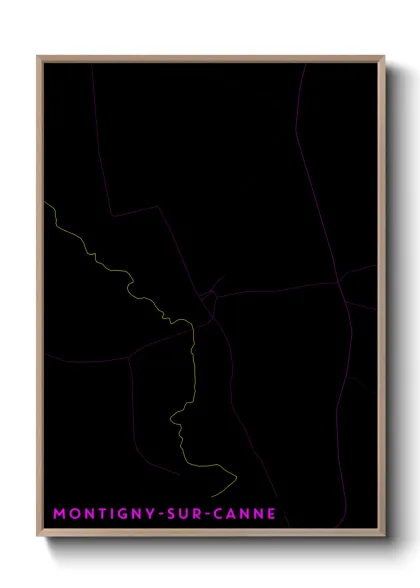 Une affiche de carte sur Montigny-sur-Canne