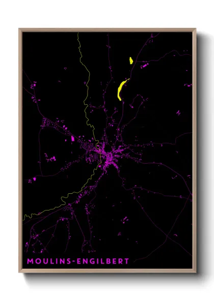 Une affiche de carte sur Moulins-Engilbert