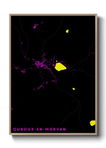 Une affiche de carte sur Ouroux-en-Morvan