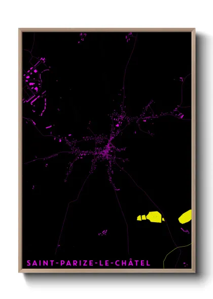 Une affiche de carte sur Saint-Parize-le-Châtel