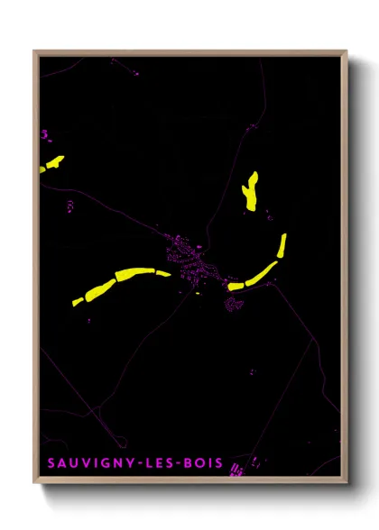 Une affiche de carte sur Sauvigny-les-Bois