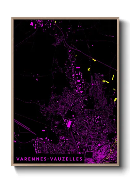 Une affiche de carte sur Varennes-Vauzelles