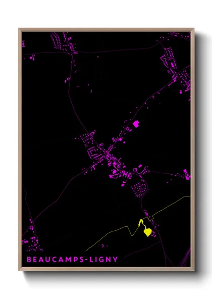 Une affiche de carte sur Beaucamps-Ligny