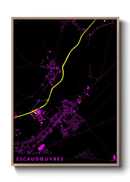 Une affiche de carte sur Escaudœuvres