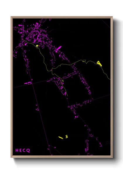 Une affiche de carte sur Hecq