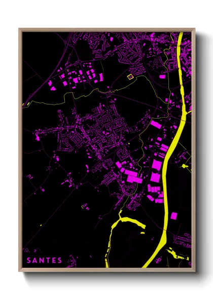 Une affiche de carte sur Santes