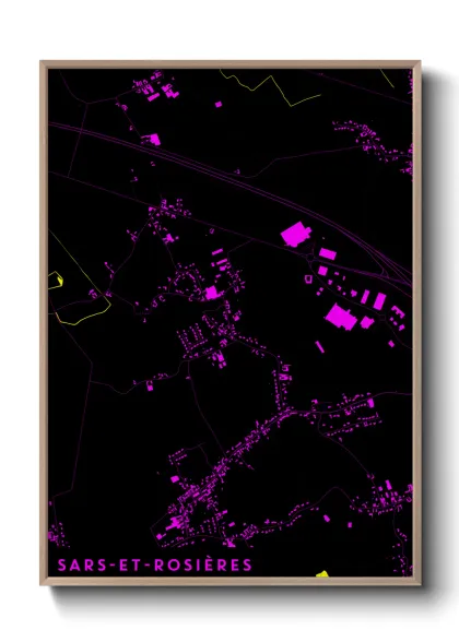 Une affiche de carte sur Sars-et-Rosières