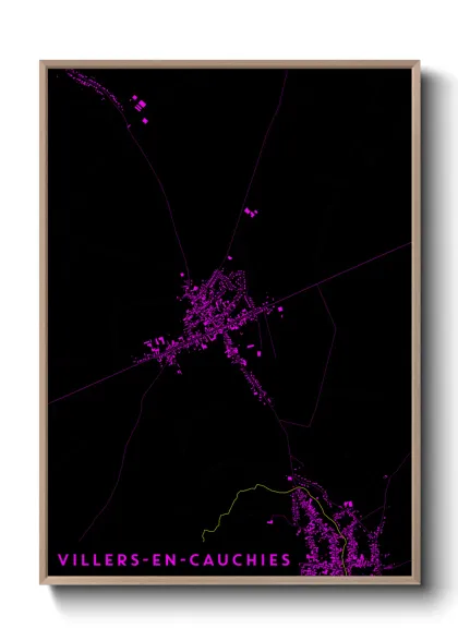 Une affiche de carte sur Villers-en-Cauchies