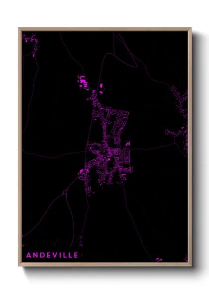 Une affiche de carte sur Andeville