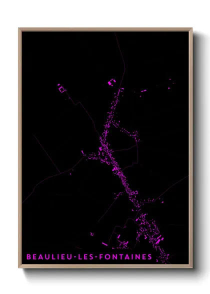 Une affiche de carte sur Beaulieu-les-Fontaines