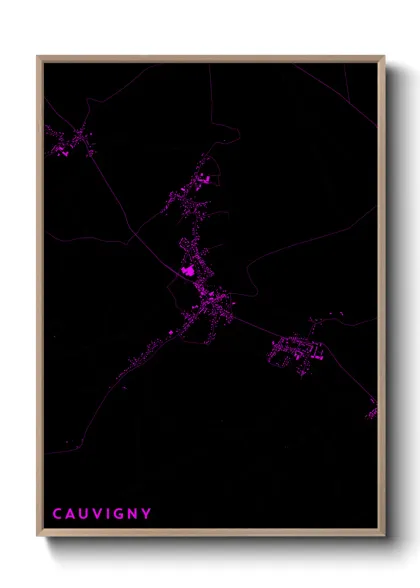 Une affiche de carte sur Cauvigny