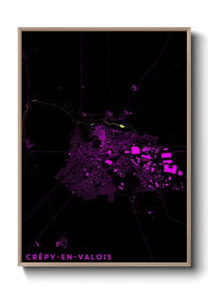 Une affiche de carte sur Crépy-en-Valois