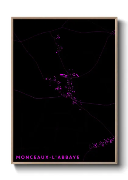 Une affiche de carte sur Monceaux-l'Abbaye