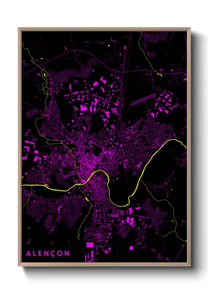 Une affiche de carte sur Alençon