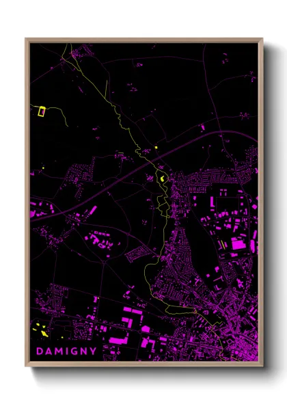 Une affiche de carte sur Damigny