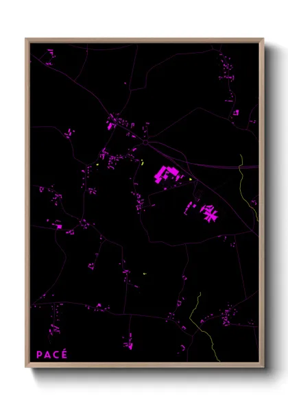Une affiche de carte sur Pacé