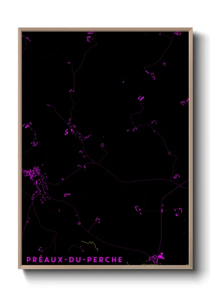 Une affiche de carte sur Préaux-du-Perche