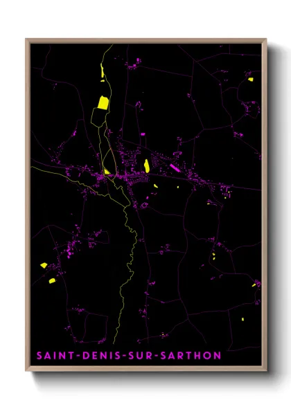 Une affiche de carte sur Saint-Denis-sur-Sarthon