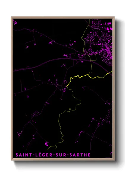 Une affiche de carte sur Saint-Léger-sur-Sarthe