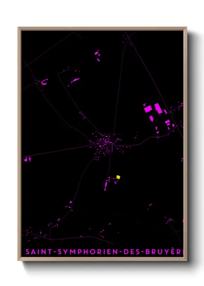 Une affiche de carte sur Saint-Symphorien-des-Bruyères