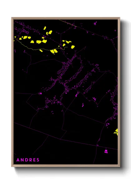 Une affiche de carte sur Andres