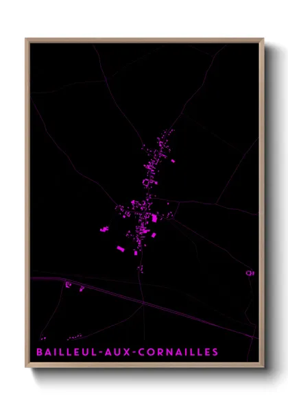 Une affiche de carte sur Bailleul-aux-Cornailles