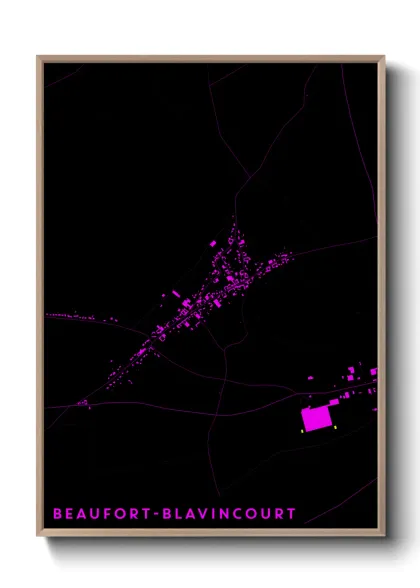 Une affiche de carte sur Beaufort-Blavincourt