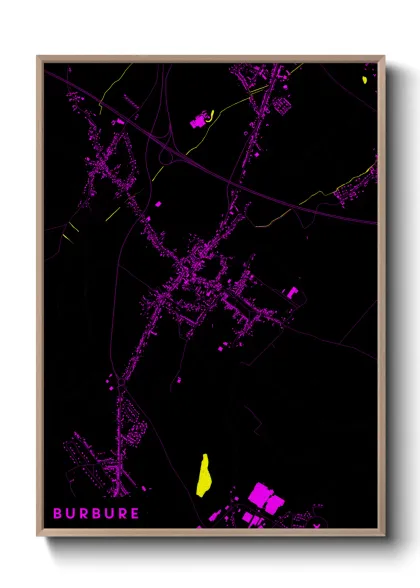 Une affiche de carte sur Burbure