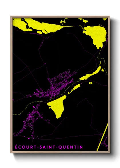 Une affiche de carte sur Écourt-Saint-Quentin