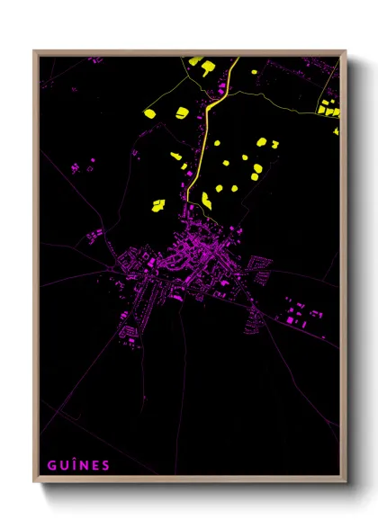 Une affiche de carte sur Guînes