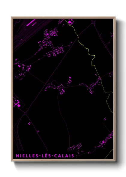 Une affiche de carte sur Nielles-lès-Calais