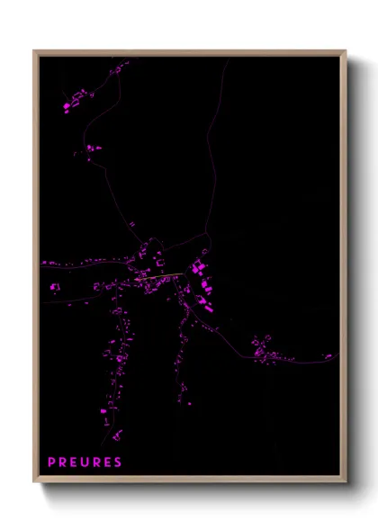 Une affiche de carte sur Preures