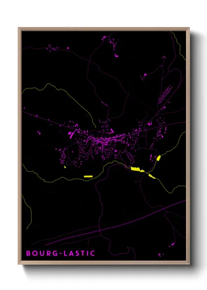 Une affiche de carte sur Bourg-Lastic