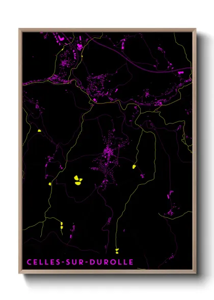 Une affiche de carte sur Celles-sur-Durolle