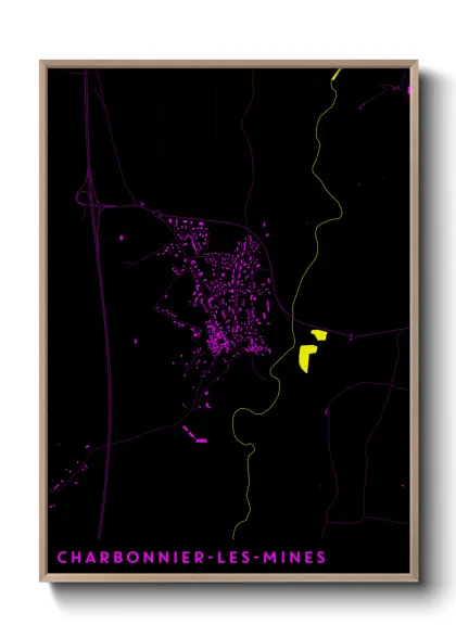 Une affiche de carte sur Charbonnier-les-Mines