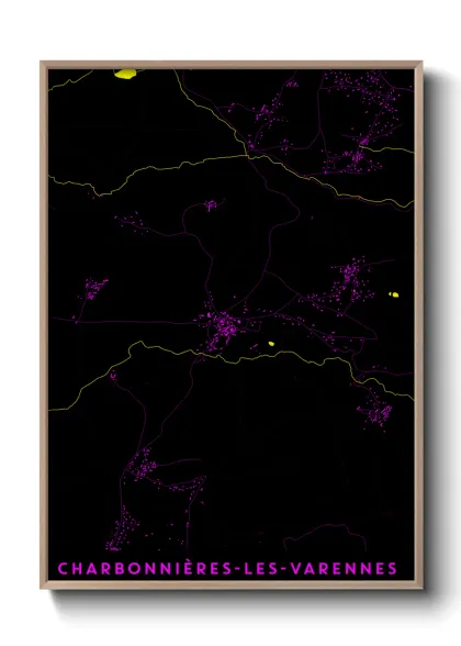 Une affiche de carte sur Charbonnières-les-Varennes