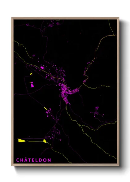 Une affiche de carte sur Châteldon