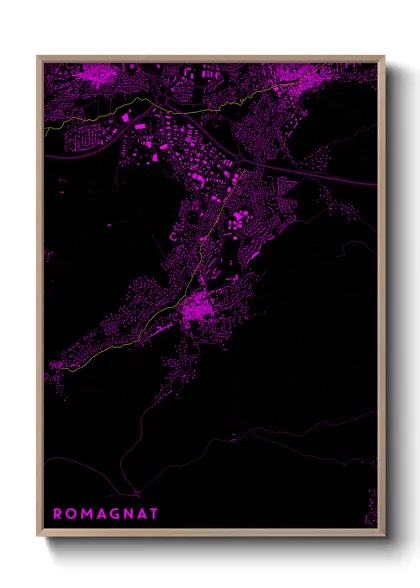 Une affiche de carte sur Romagnat