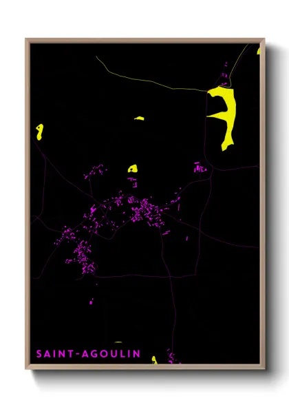 Une affiche de carte sur Saint-Agoulin