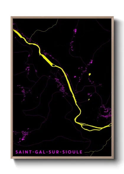 Une affiche de carte sur Saint-Gal-sur-Sioule