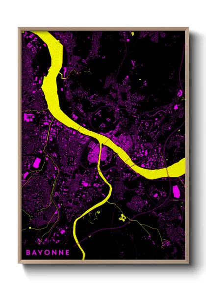 Une affiche de carte sur Bayonne