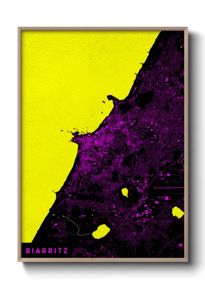 Une affiche de carte sur Biarritz